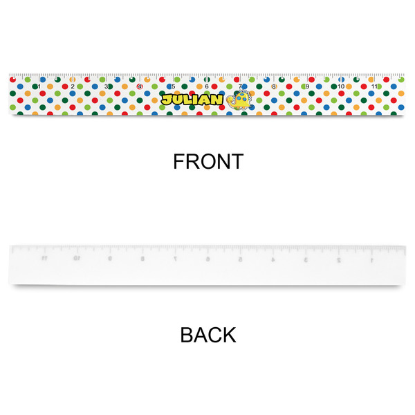 Dots & Dinosaur Plastic Ruler - 12" - APPROVAL