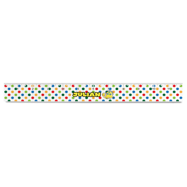 Dots & Dinosaur Plastic Ruler - 12" - FRONT