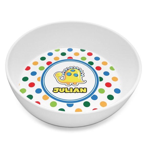 Custom Dots & Dinosaur Melamine Bowl - 8 oz (Personalized)