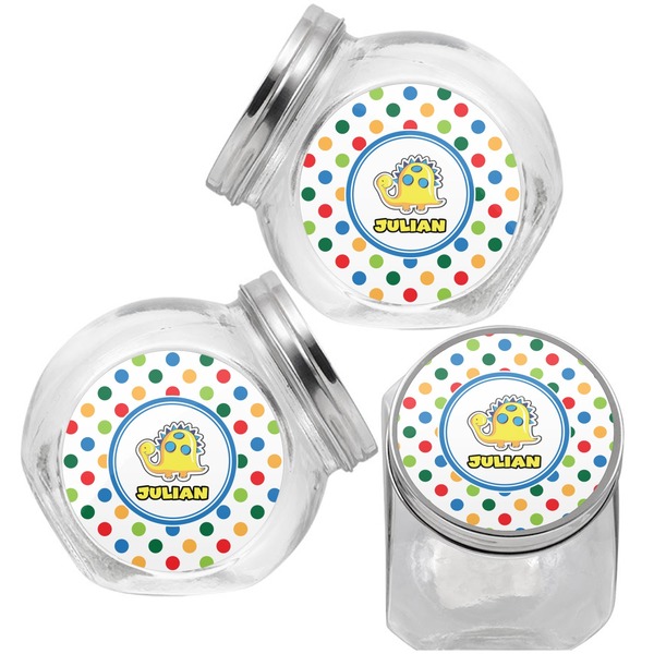 Dots & Dinosaur Puppy Treat Jar - Top Left Right