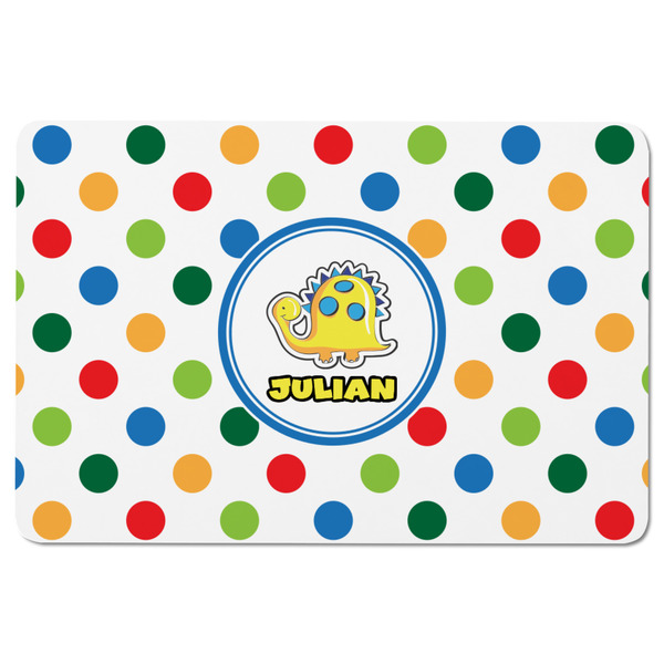 Dots & Dinosaur Rectangular Fridge Magnet - FRONT
