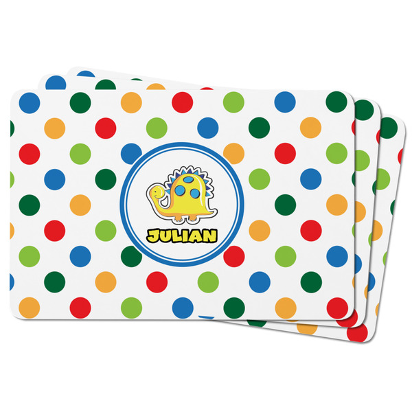 Dots & Dinosaur Rectangular Fridge Magnet - THREE