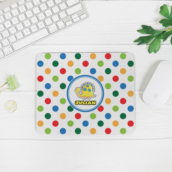 Dots & Dinosaur Rectangular Mouse Pad - LIFESTYLE 2