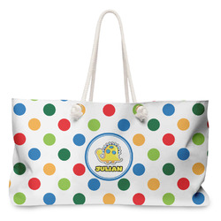 Dots & Dinosaur Large Tote Bag with Rope Handles (Personalized)