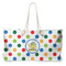 Dots & Dinosaur Large Tote Bag with Rope Handles (Personalized)