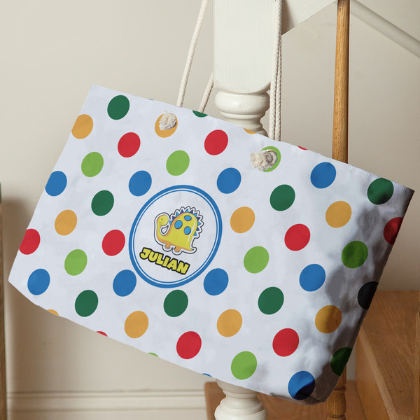 Dots & Dinosaur Large Rope Tote - Life Style