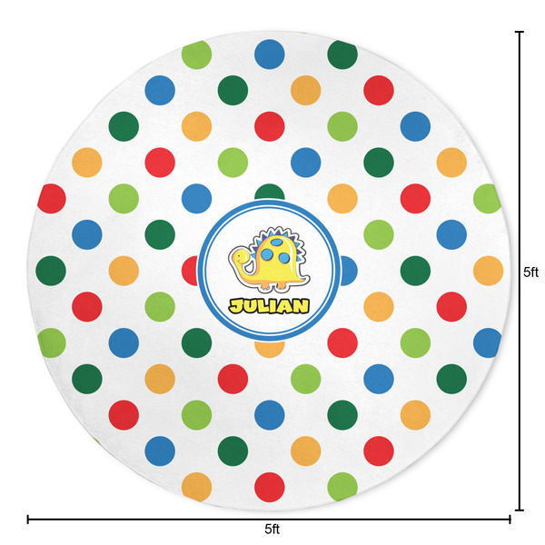 Dots & Dinosaur Round Area Rug - Size