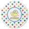 Dots & Dinosaur Round Rubber Backed Coaster (Personalized)