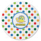 Dots & Dinosaur Round Rubber Backed Coaster (Personalized)