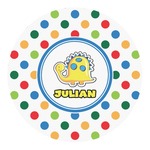 Dots & Dinosaur Round Decal - Small (Personalized)