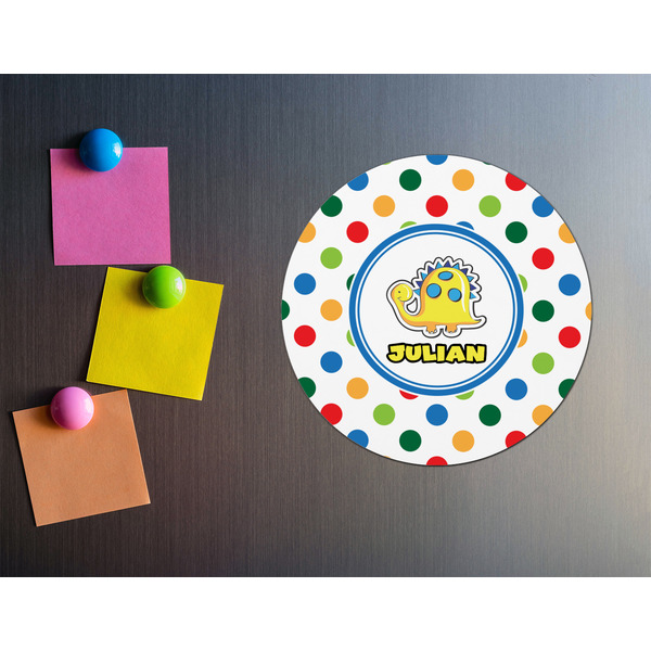 Dots & Dinosaur Round Fridge Magnet - LIFESTYLE