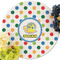 Dots & Dinosaur Round Linen Placemats - Front (w flowers)