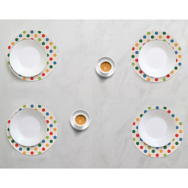 Dots & Dinosaur Round Linen Placemats - LIFESTYLE (set of 4)