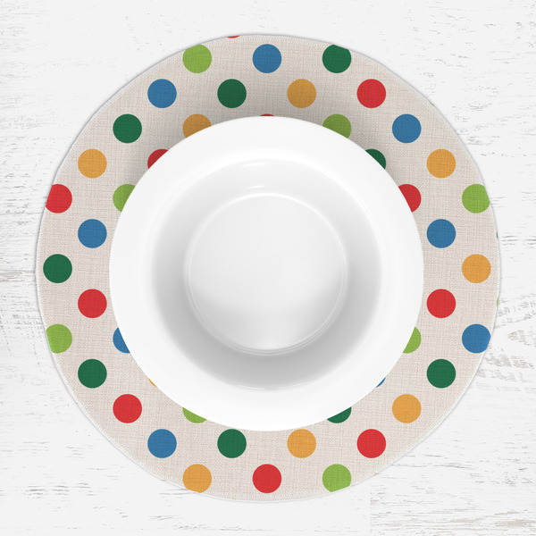 Dots & Dinosaur Round Linen Placemats - LIFESTYLE (single)