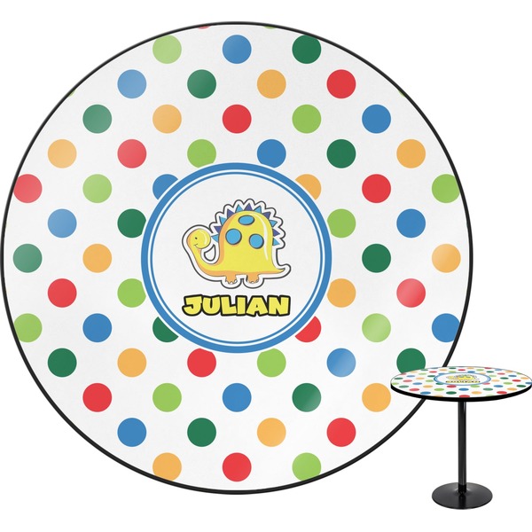 Custom Dots & Dinosaur Round Table - 30" (Personalized)