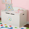 Dots & Dinosaur Round Wall Decal on Toy Chest