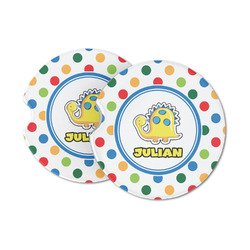 Dots & Dinosaur Sandstone Car Coasters (Personalized)