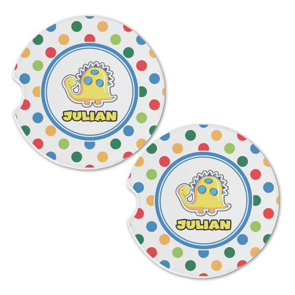 Dots & Dinosaur Sandstone Car Coasters - Set of 2