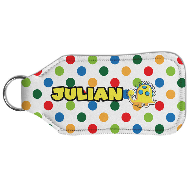 Dots & Dinosaur Sanitizer Holder Keychain - Large (Back)