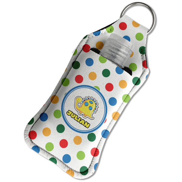 Dots & Dinosaur Sanitizer Holder Keychain - Large in Case