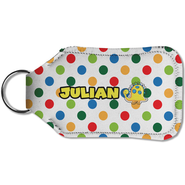 Dots & Dinosaur Sanitizer Holder Keychain - Small (Back)