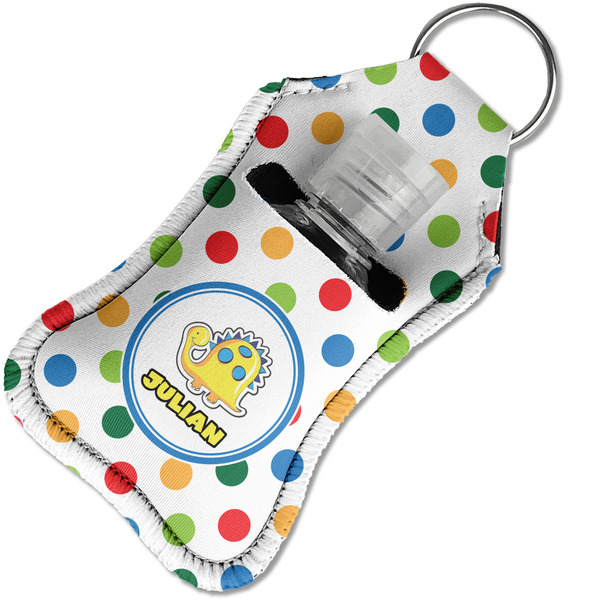 Dots & Dinosaur Sanitizer Holder Keychain - Small in Case