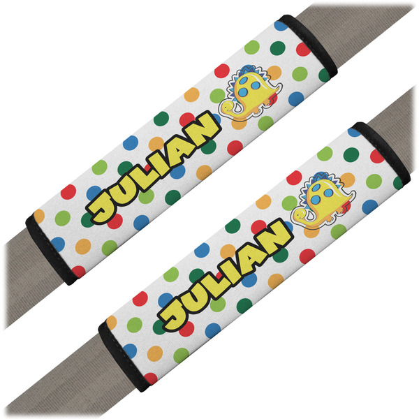 Custom Dots & Dinosaur Seat Belt Covers (Set of 2) (Personalized)