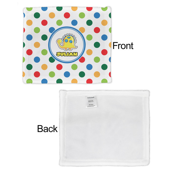 Dots & Dinosaur Security Blanket - Front & White Back View