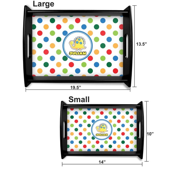 Dots & Dinosaur Serving Tray Black Sizes