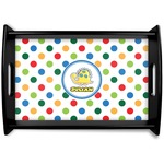 Dots & Dinosaur Black Wooden Tray - Small (Personalized)
