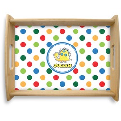 Dots & Dinosaur Natural Wooden Tray - Large (Personalized)
