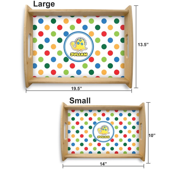 Dots & Dinosaur Serving Tray Wood Sizes