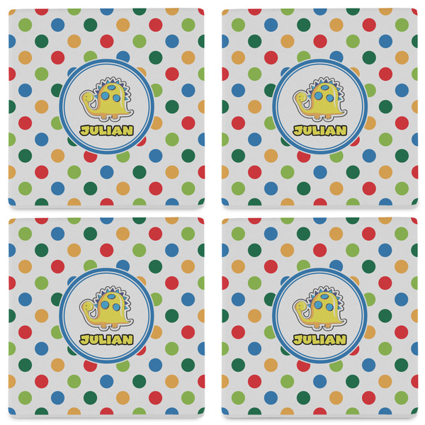 Dots & Dinosaur Set of 4 Sandstone Coasters - See All 4 View