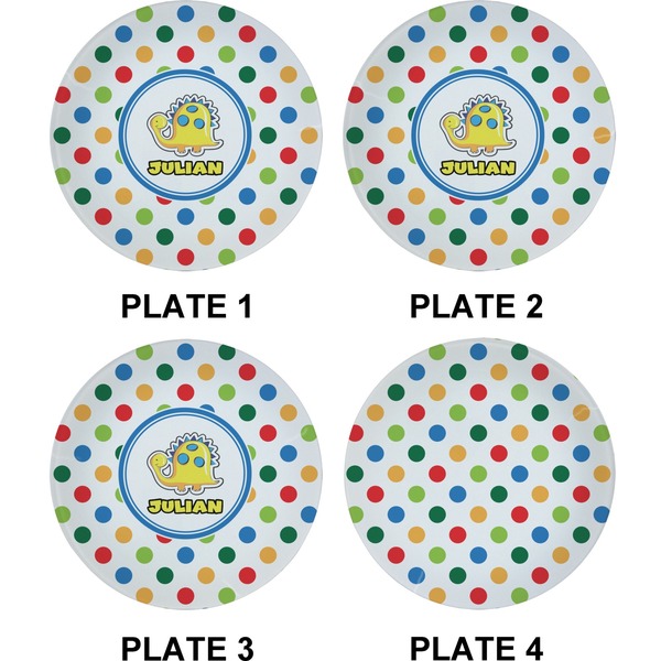 Dots & Dinosaur Set of Appetizer / Dessert Plates (Approval)