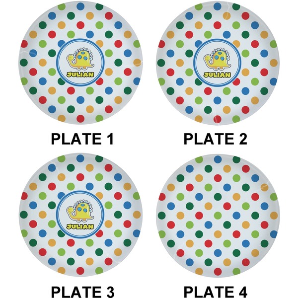 Dots & Dinosaur Set of Lunch / Dinner Plates (Approval)