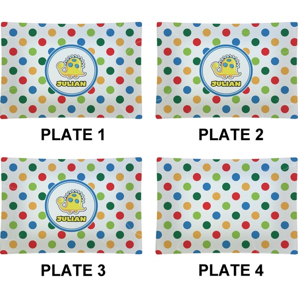 Dots & Dinosaur Set of Rectangular Appetizer / Dessert Plates (Approval)