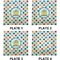 Dots & Dinosaur Set of Square Dinner Plates (Approval)