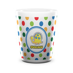 Dots & Dinosaur Ceramic Shot Glass - 1.5 oz - White - Set of 4 (Personalized)