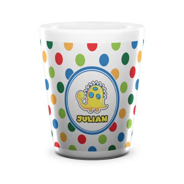 Dots & Dinosaur Shot Glass - White - FRONT