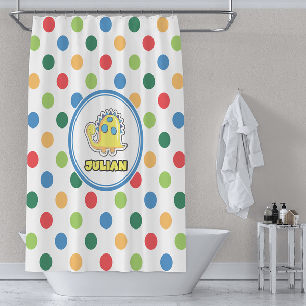 Dots & Dinosaur Shower Curtain Lifestyle