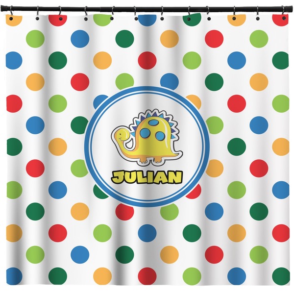 Custom Dots & Dinosaur Shower Curtain (Personalized)