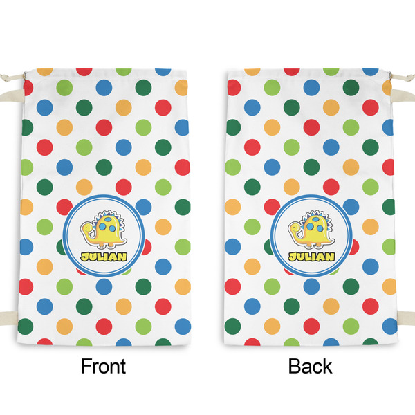 Dots & Dinosaur Small Laundry Bag - Front & Back View
