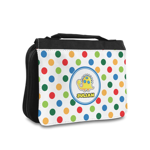 Custom Dots & Dinosaur Toiletry Bag - Small (Personalized)