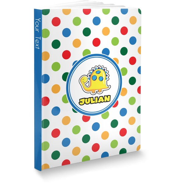 Custom Dots & Dinosaur Softbound Notebook - 7.25" x 10" (Personalized)