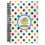 Dots & Dinosaur Spiral Notebook - 7x10 w/ Name or Text