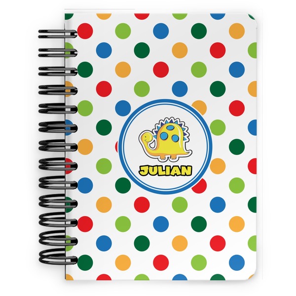 Custom Dots & Dinosaur Spiral Notebook - 5x7 w/ Name or Text
