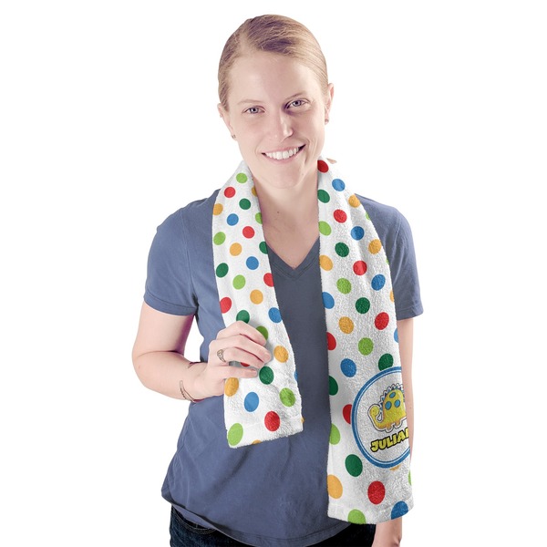 Dots & Dinosaur Sport Towel - Exercise use - Model