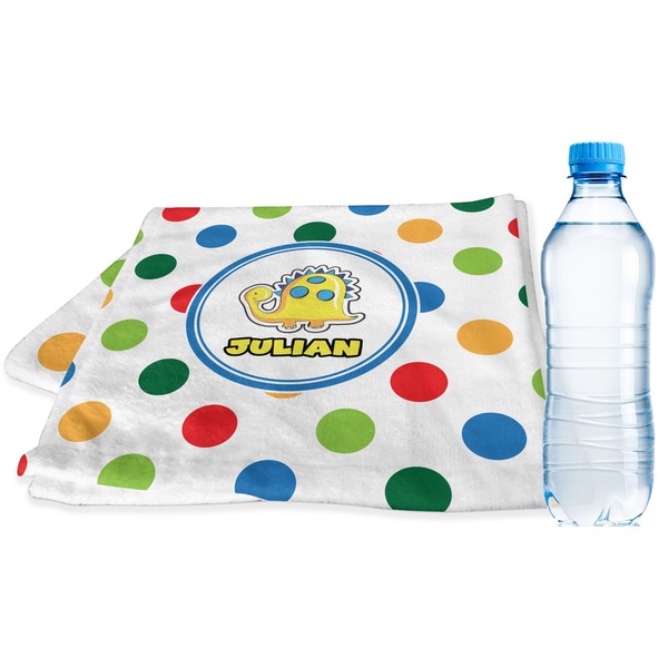 Custom Dots & Dinosaur Sports & Fitness Towel (Personalized)