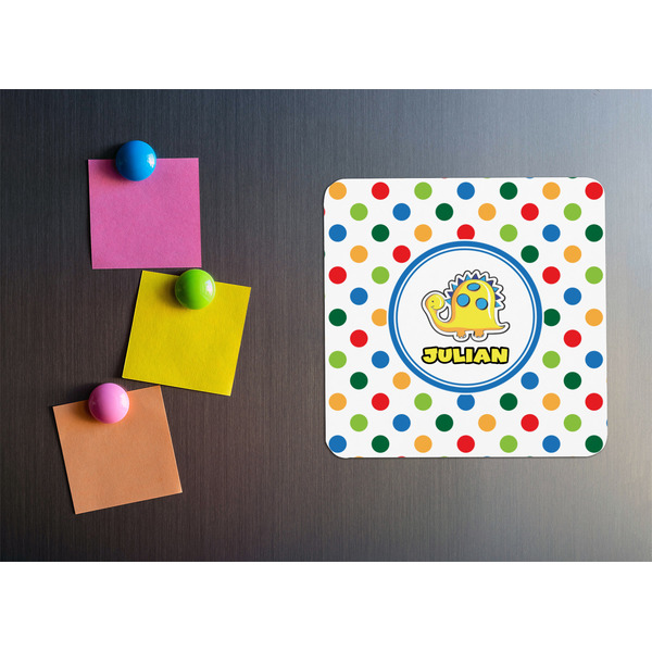 Dots & Dinosaur Square Fridge Magnet - LIFESTYLE