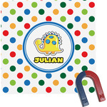 Dots & Dinosaur Square Fridge Magnet (Personalized)